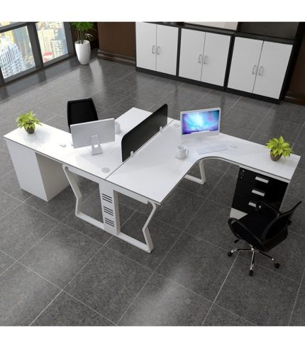 Cụm bàn làm việc 2 người LBV75.6 240x120 - Trắng Khung trắng