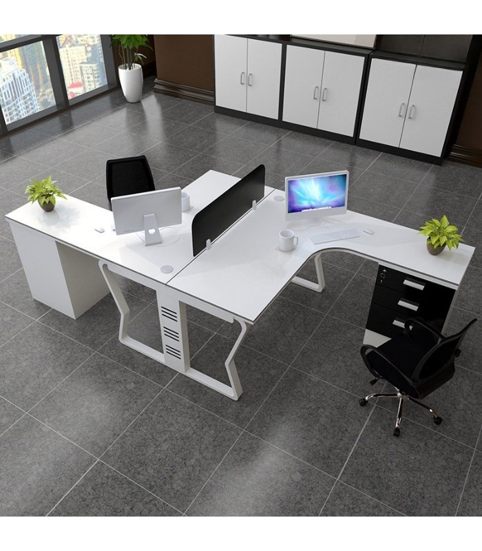 Cụm bàn làm việc 2 người LBV75.6 240x120 - Trắng Khung trắng