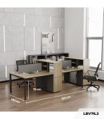 Cụm bàn làm việc 4 người LBV76.2 310x120 - Vân gỗ đậm