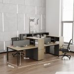 Cụm bàn làm việc 4 người LBV76.2 310x120 - Vân gỗ đậm