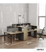 Cụm bàn làm việc 4 người LBV76.2 310x120 - Vân gỗ đậm