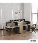 Cụm bàn làm việc 4 người LBV76.2 310x120 - Vân gỗ đậm