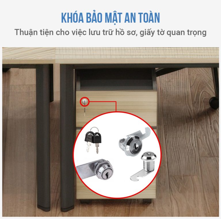 Cụm bàn làm việc 6+1 người LBV77.1 464x268 - Mặt bàn trắng - Khung đen