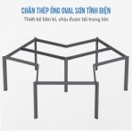 Cụm bàn làm việc 6+1 người LBV77.1 464x268 - Mặt bàn trắng - Khung đen
