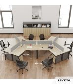 Cụm bàn làm việc 6 người LBV77.10 464x268 - Mặt bàn vân gỗ - Khung đen