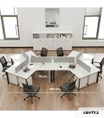 Cụm bàn làm việc 6 người LBV77.2 464x268 - Mặt bàn trắng - Khung đen