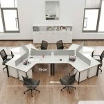 Cụm bàn làm việc 6 người LBV77.2 464x268 - Mặt bàn trắng - Khung đen