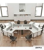 Cụm bàn làm việc 6 người LBV77.2 464x268 - Mặt bàn trắng - Khung đen