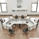 Cụm bàn làm việc 6 người LBV77.2 464x268 - Mặt bàn trắng - Khung đen