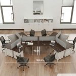 Cụm bàn làm việc 6 người LBV77.6 464x268 - Mặt bàn đen - Khung trắng