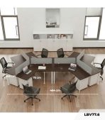 Cụm bàn làm việc 6 người LBV77.6 464x268 - Mặt bàn đen - Khung trắng