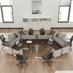 Cụm bàn làm việc 6 người LBV77.6 464x268 - Mặt bàn đen - Khung trắng