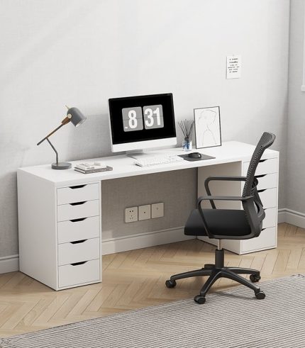 Bàn làm việc IKEA 2 Tủ LBV38.11 200x60 - Trắng