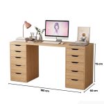 Bàn làm việc IKEA 2 Tủ LBV38.15 200x60 - Vân gỗ nhạt