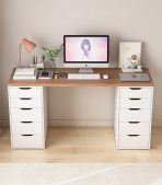 Bàn làm việc IKEA 2 Tủ LBV38.12 200x60 - Trắng + Vân gỗ