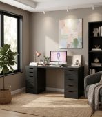 Bàn làm việc IKEA 2 Tủ LBV38.8 180x60 - Đen