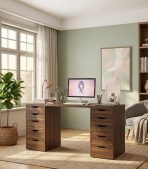 Bàn làm việc IKEA 2 Tủ LBV38.14 200x60 - Vân gỗ đậm