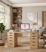 Bàn làm việc IKEA 2 Tủ LBV38.5 160x60 - Vân gỗ nhạt