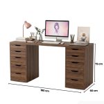 Bàn làm việc IKEA 2 Tủ LBV38.9 180x60 - Vân gỗ đậm