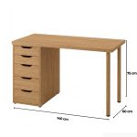Bàn làm việc IKEA 1 Tủ LBV63.10 140x60 - Vân gỗ nhạt