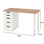 Bàn làm việc IKEA 1 Tủ LBV63.12 160x60 - Trắng + Vân gỗ