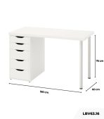 Bàn làm việc IKEA 1 Tủ LBV63.16 180x60 - Trắng