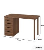 Bàn làm việc IKEA 1 Tủ LBV63.19 180x60 - Vân gỗ đậm