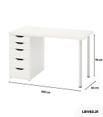 Bàn làm việc IKEA 1 Tủ LBV63.21 200x60 - Trắng
