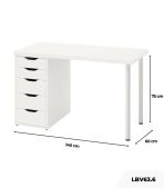 Bàn làm việc IKEA 1 Tủ LBV63.6 140x60 - Trắng