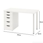 Bàn làm việc IKEA 1 Tủ LBV63.6 140x60 - Trắng