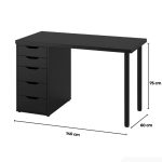 Bàn làm việc IKEA 1 Tủ LBV63.8 140x60 - Đen