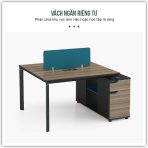 Cụm bàn làm việc 4 người LBV64.1 280x120 - Vân gỗ nhạt