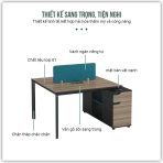 Cụm bàn làm việc 4 người LBV64.1 280x120 - Vân gỗ nhạt