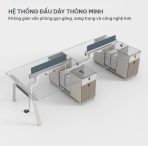 Cụm bàn làm việc 4 người LBV66.1 240x120 - Vân gỗ nhạt