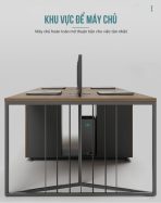 Cụm bàn làm việc 4 người LBV67.1 240x120 - Vân gỗ đậm
