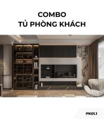 Combo tủ phòng khách PK01.1 4m6 x 2m7 - Ghi