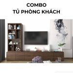 Combo tủ phòng khách PK12.1 - Gỗ đậm