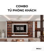 Combo tủ phòng khách PK14.1 - Gỗ kết hợp Trắng