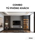 Combo tủ phòng khách PK16.1 - Gỗ kết hợp Ghi