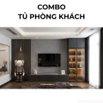 Combo tủ phòng khách PK16.1 - Gỗ kết hợp Ghi