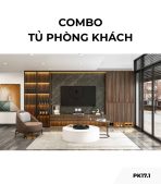 Combo tủ phòng khách PK17.1 - Gỗ kết hợp Vân đá