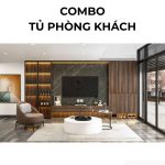 Combo tủ phòng khách PK17.1 - Gỗ kết hợp Vân đá