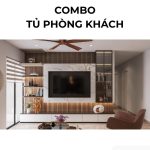 Combo tủ phòng khách PK18.1 320x25 - Gỗ kết hợp Trắng