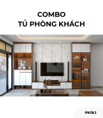Combo tủ phòng khách PK19.1 - Gỗ kết hợp Trắng