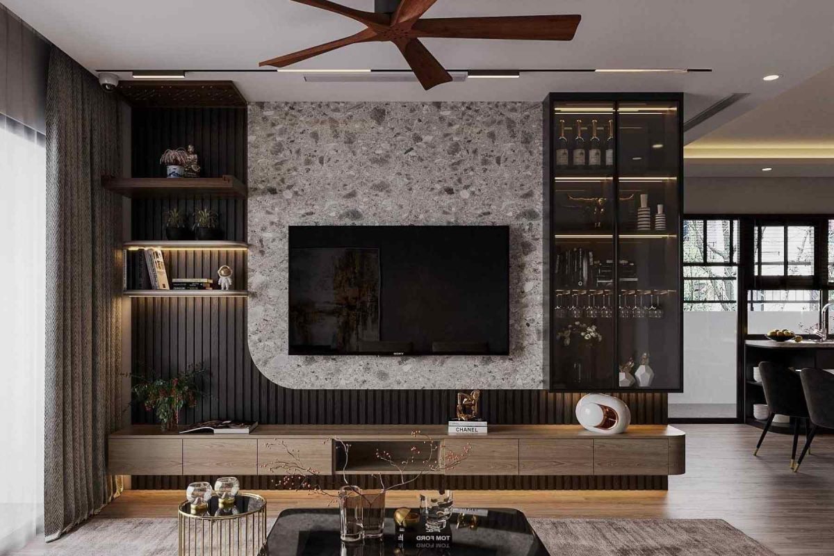 Tủ trang trí cánh Khung nhôm Kính màu PK03.3