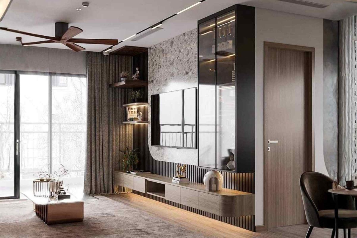 Tủ trang trí cánh Khung nhôm Kính màu PK03.3