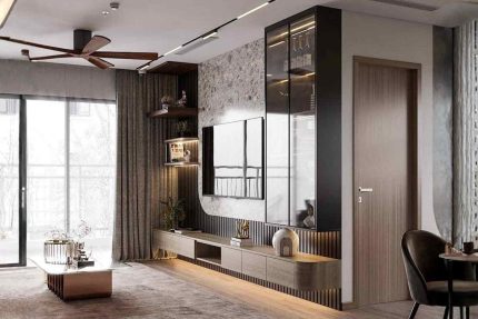 Tủ trang trí cánh Khung nhôm Kính màu PK03.3