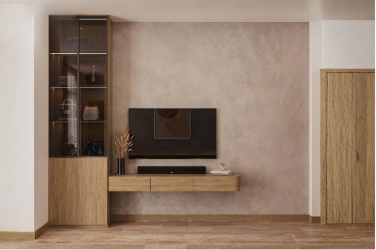 Tủ trang trí cánh Gỗ kết hợp Khung nhôm Kính màu PK06.3