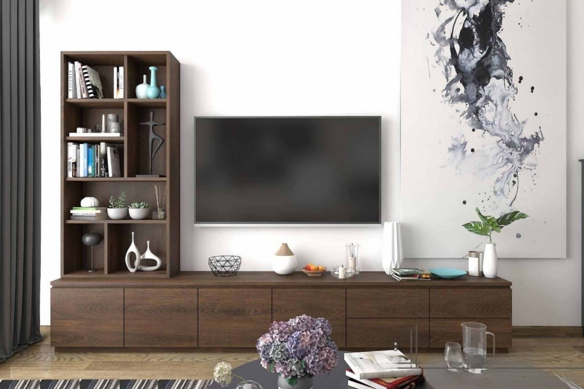 Tủ trang trí gỗ PK12.3 70x150 - Gỗ đậm