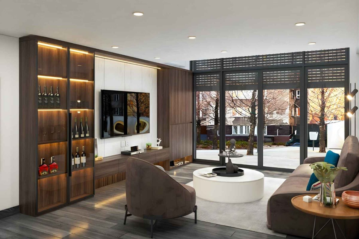 Tủ trang trí gỗ PK17.4 110x240 - Gỗ